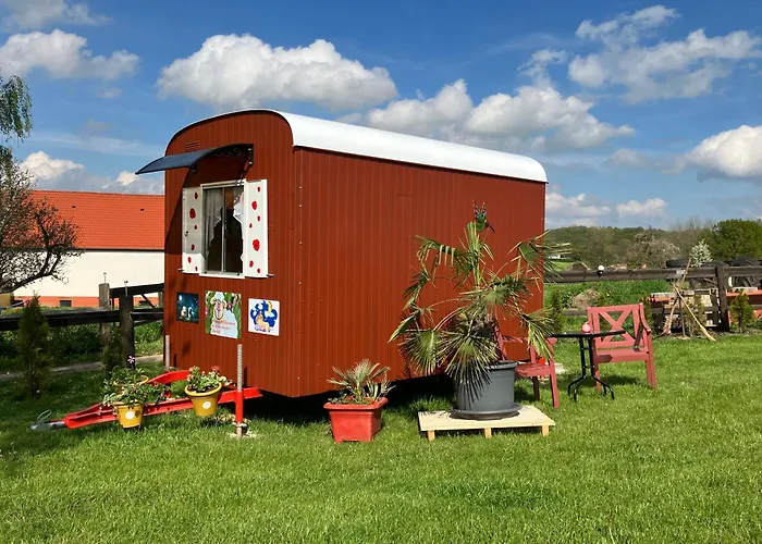 キャンプ場 Schaeferwagen Kuschel Vom Friesenhof Wieratal